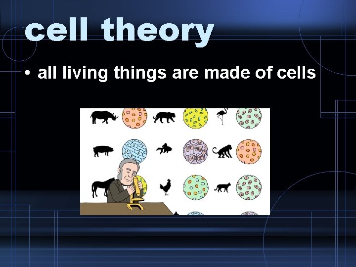 cell theory • all living things are made of cells 