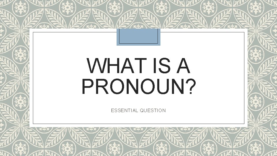 WHAT IS A PRONOUN? ESSENTIAL QUESTION 