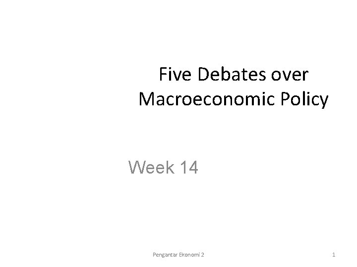 Five Debates over Macroeconomic Policy Week 14 Pengantar Ekonomi 2 1 