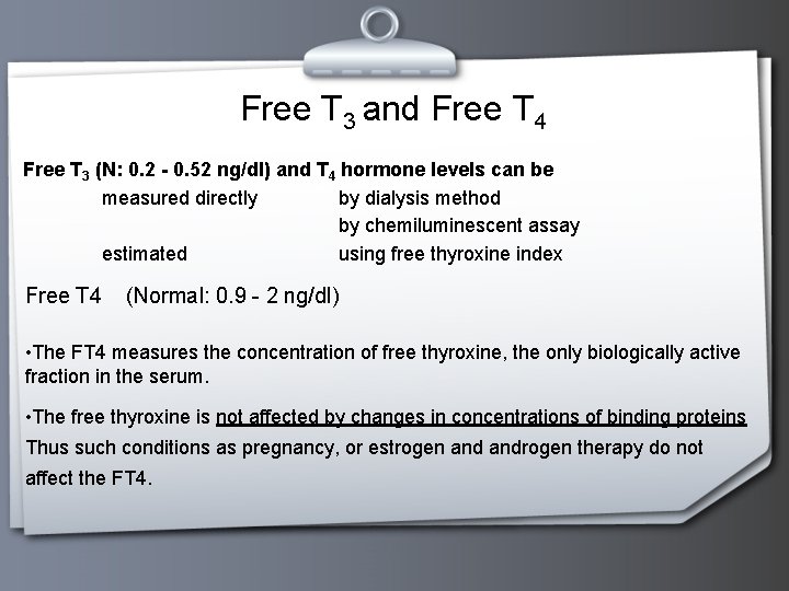 Free T 3 and Free T 4 Free T 3 (N: 0. 2 -