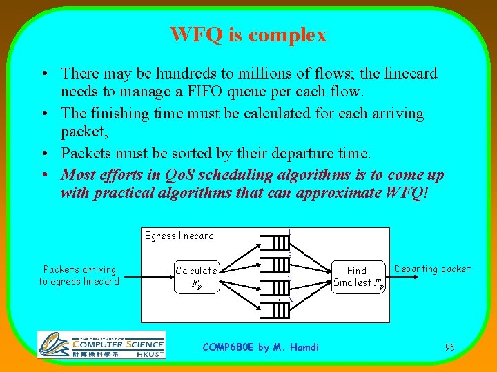 WFQ is complex • There may be hundreds to millions of flows; the linecard