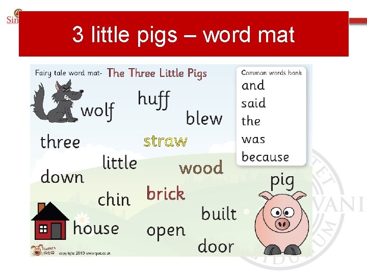 3 little pigs – word mat 