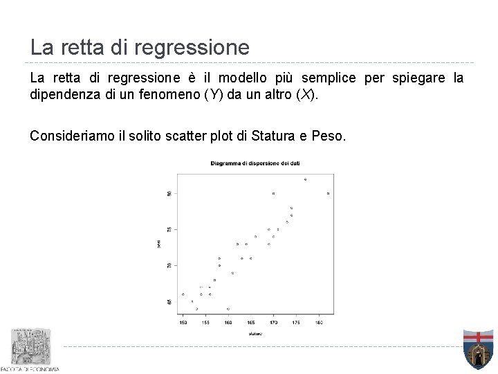 La retta di regressione è il modello più semplice per spiegare la dipendenza di