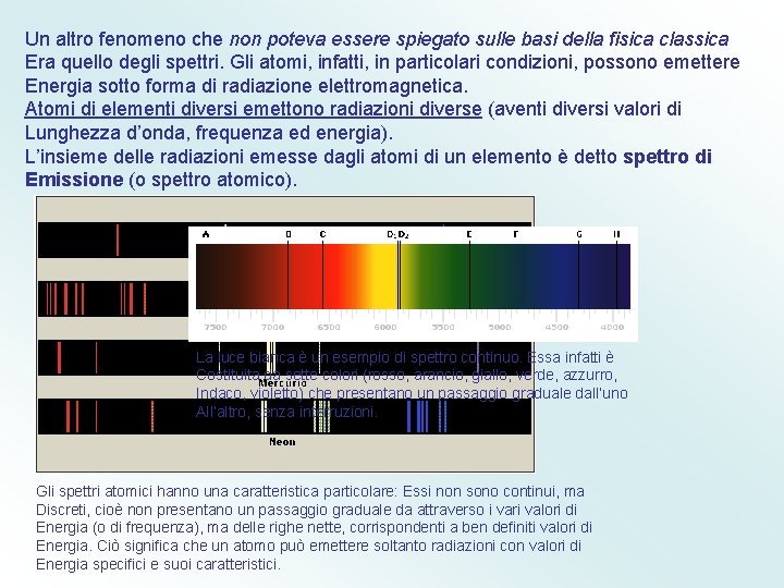 Un altro fenomeno che non poteva essere spiegato sulle basi della fisica classica Era