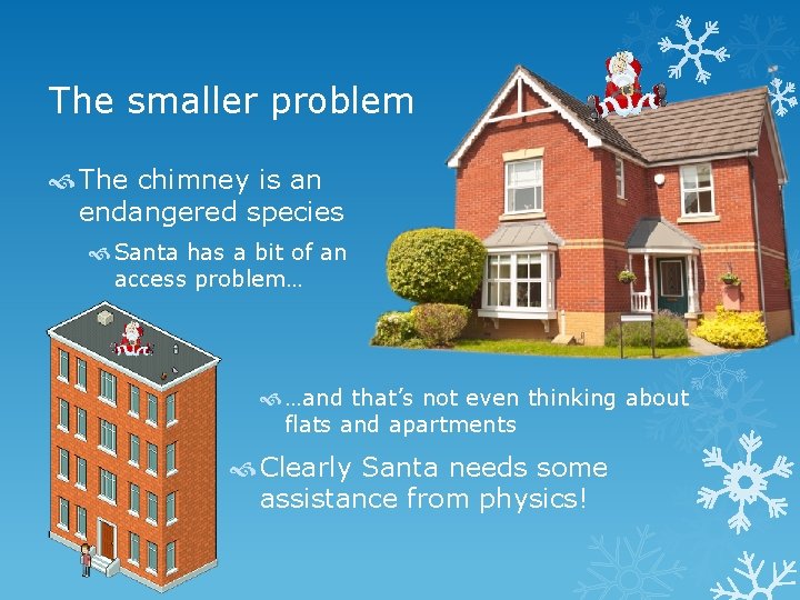 The smaller problem The chimney is an endangered species Santa has a bit of