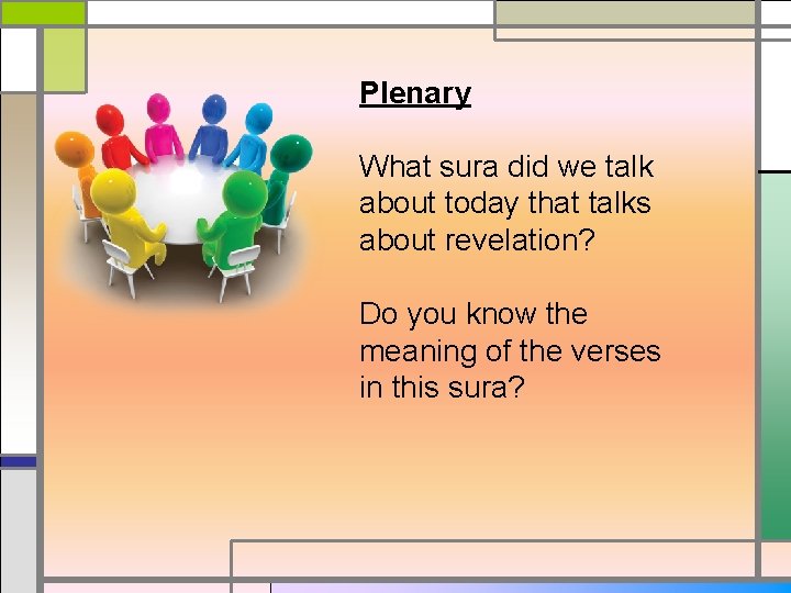 Plenary What sura did we talk about today that talks about revelation? Do you