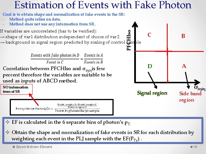 Estimation of Events with Fake Photon Goal is to obtain shape and normalization of