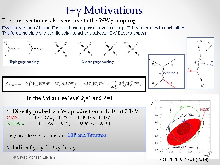 t+γ Motivations The cross section is also sensitive to the WWγ coupling. EW theory