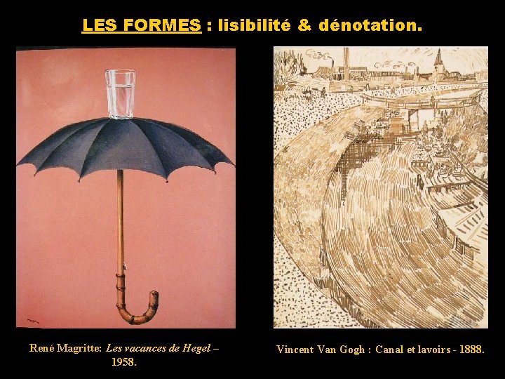 LES FORMES : lisibilité & dénotation. René Magritte: Les vacances de Hegel – 1958.