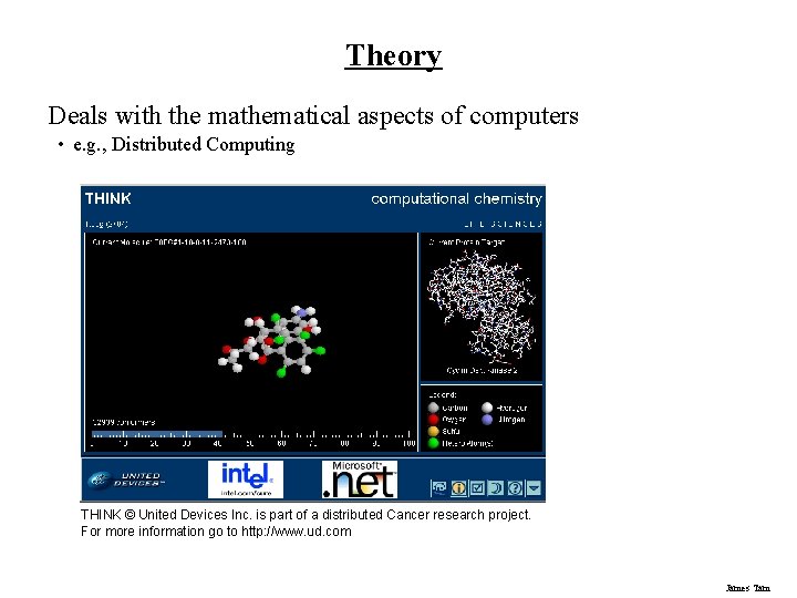 Theory Deals with the mathematical aspects of computers • e. g. , Distributed Computing
