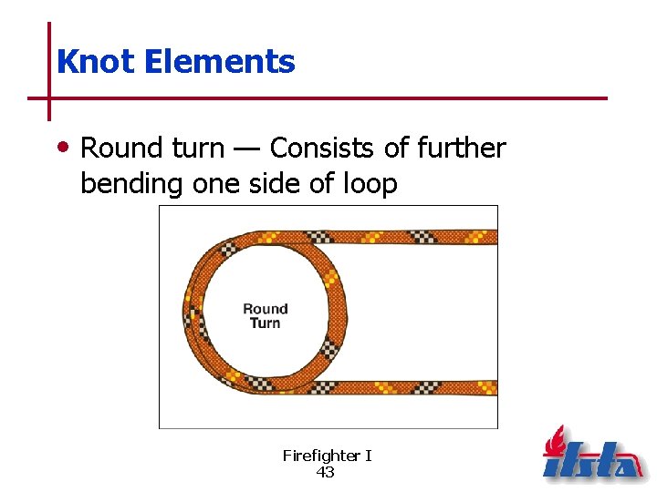 Knot Elements • Round turn — Consists of further bending one side of loop