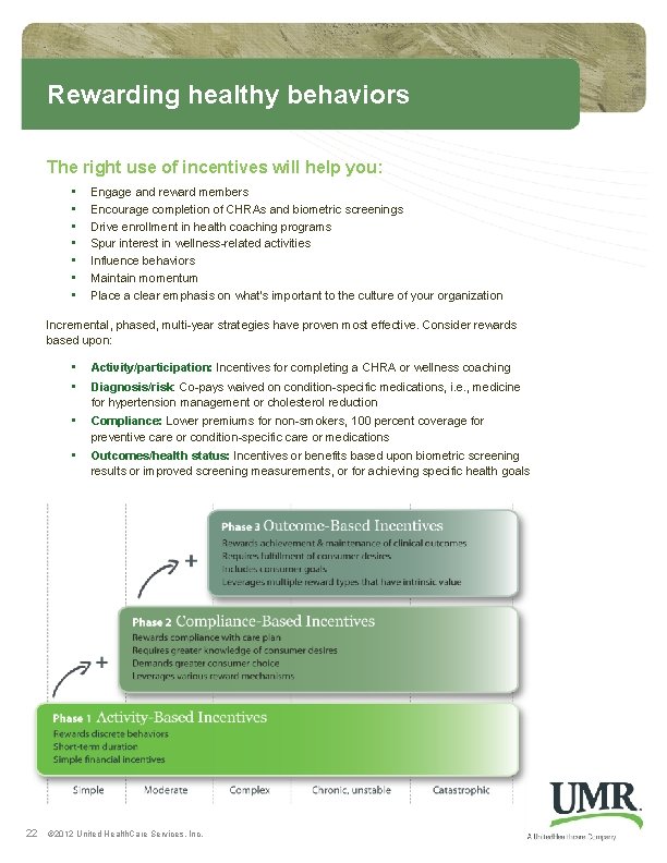 Rewarding healthy behaviors The right use of incentives will help you: • • Engage Rewarding healthy behaviors The right use of incentives will help you: • • Engage