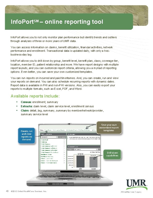 Info. Port. SM – online reporting tool Info. Port allows you to not only Info. Port. SM – online reporting tool Info. Port allows you to not only
