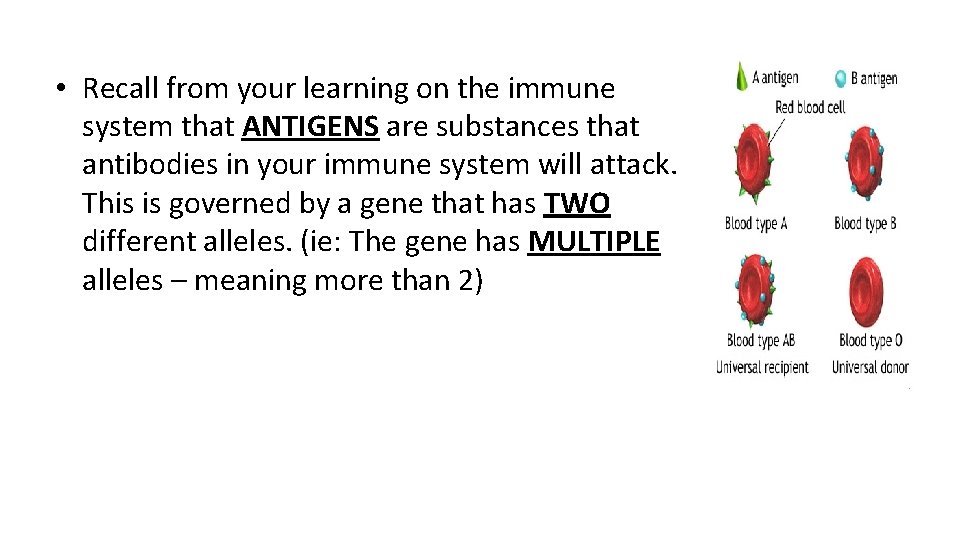  • Recall from your learning on the immune system that ANTIGENS are substances