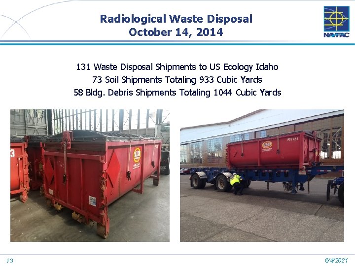 Radiological Waste Disposal October 14, 2014 131 Waste Disposal Shipments to US Ecology Idaho Radiological Waste Disposal October 14, 2014 131 Waste Disposal Shipments to US Ecology Idaho