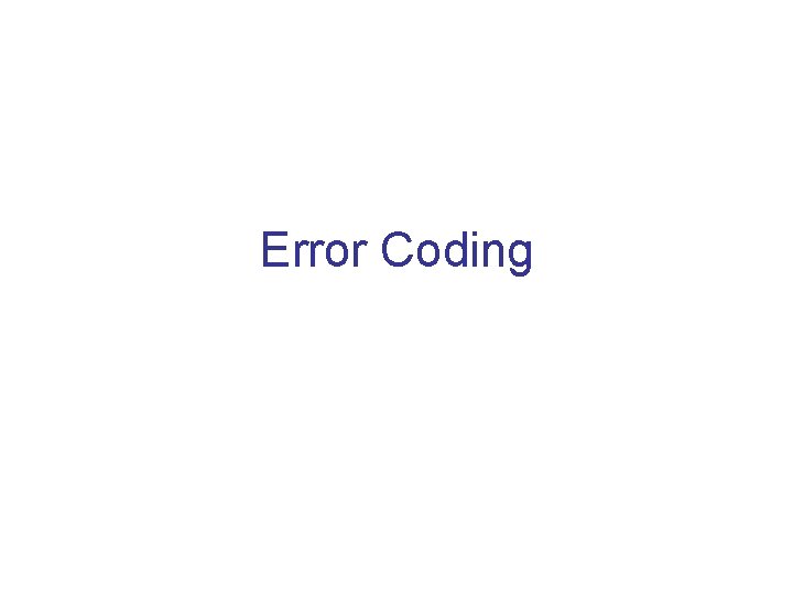 Error Coding 