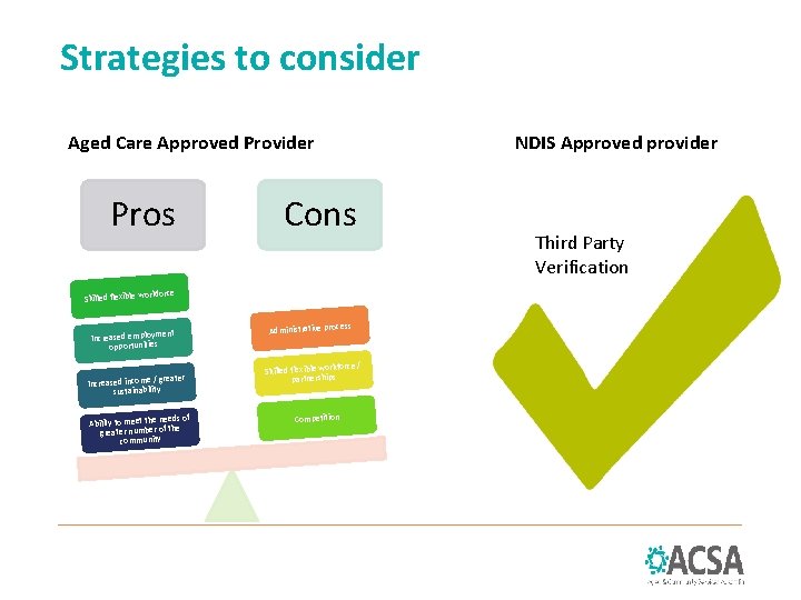 Strategies to consider Aged Care Approved Provider Pros Cons rkforce Skilled flexible wo ent