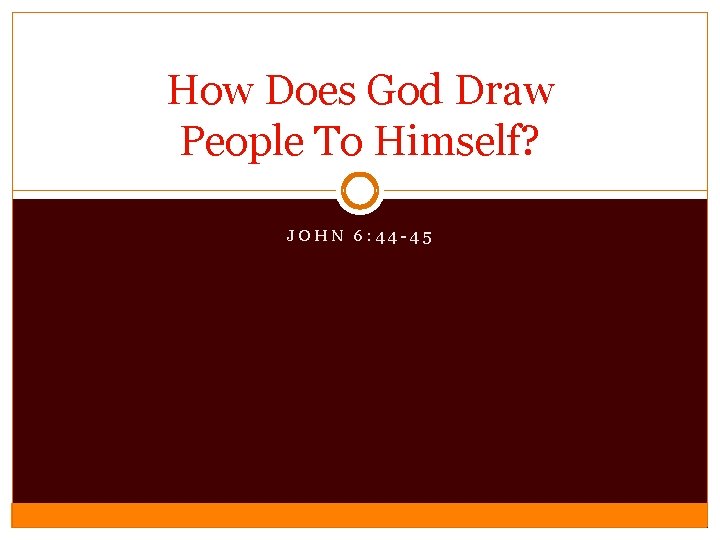 How Does God Draw People To Himself JOHN