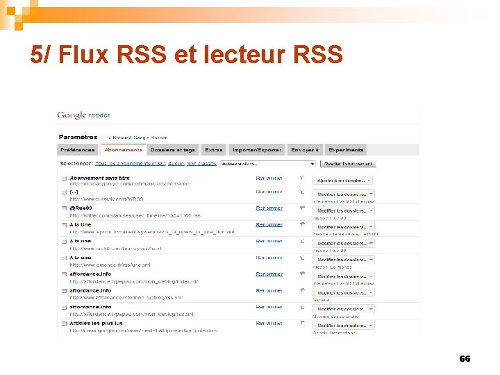 5/ Flux RSS et lecteur RSS 66 