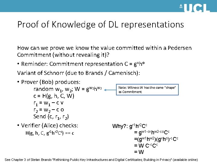 Proof of Knowledge of DL representations How can we prove we know the value