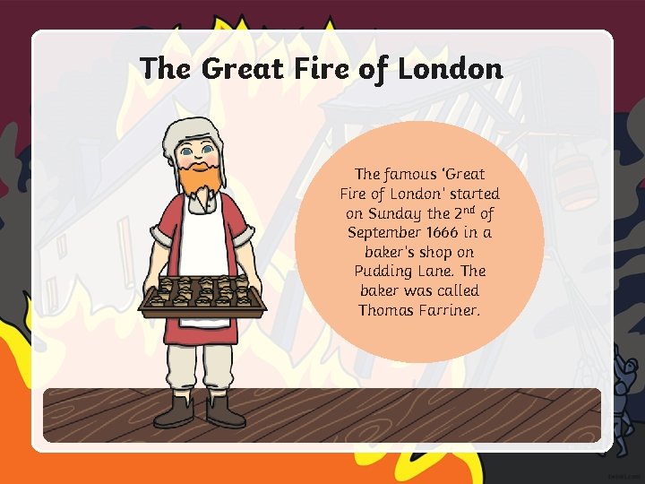 The Great Fire of London The famous ‘Great Fire of London’ started on Sunday