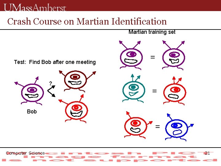 Crash Course on Martian Identification Martian training set Test: Find Bob after one meeting
