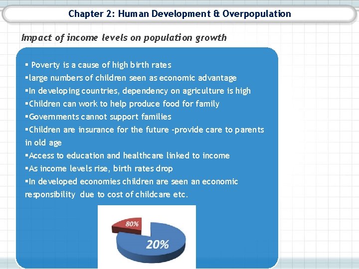 Chapter 2: Human Development & Overpopulation Impact of income levels on population growth §