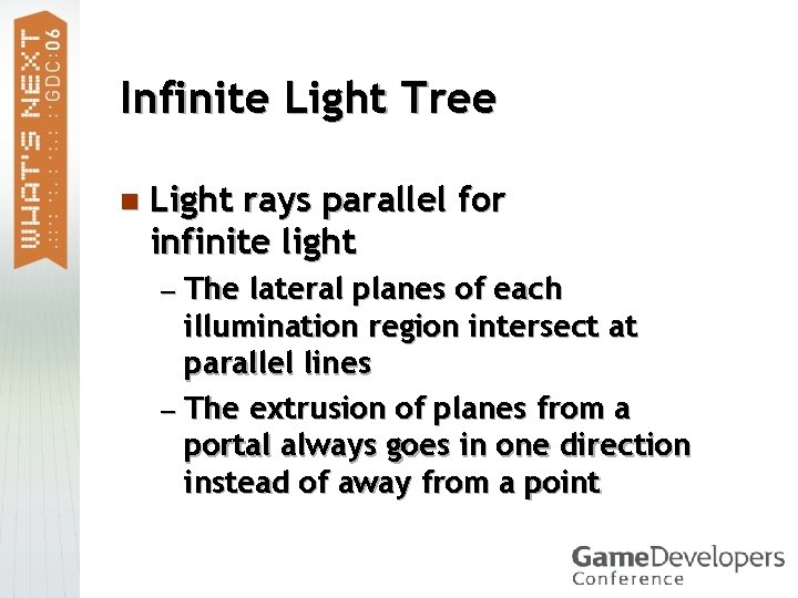 Infinite Light Tree n Light rays parallel for infinite light — The lateral planes
