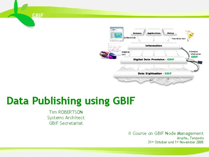 Data Publishing using GBIF Tim ROBERTSON Systems Architect GBIF Secretariat II Course on GBIF