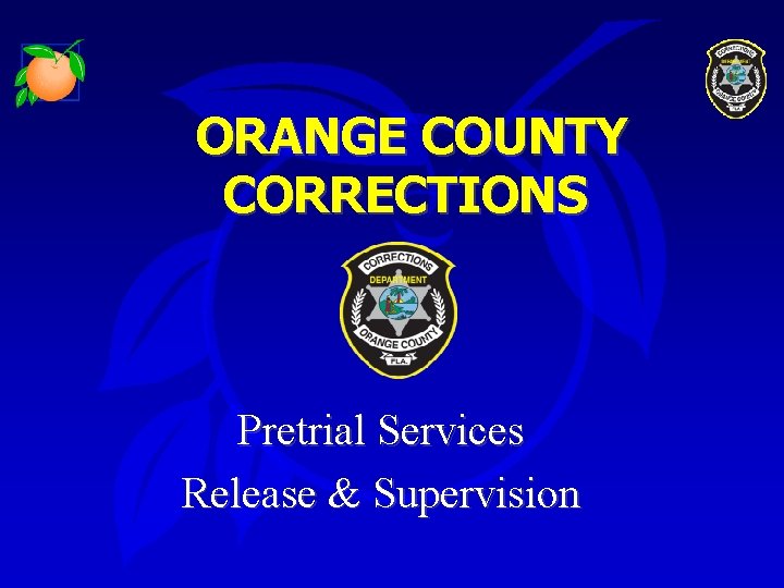 ORANGE COUNTY CORRECTIONS Pretrial Services Release & Supervision 