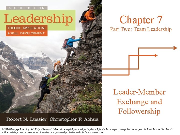 Chapter 7 Part Two: Team Leadership Leader-Member Exchange and Followership © 2016 Cengage Learning.
