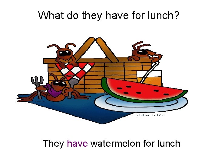 What do they have for lunch? They have watermelon for lunch 