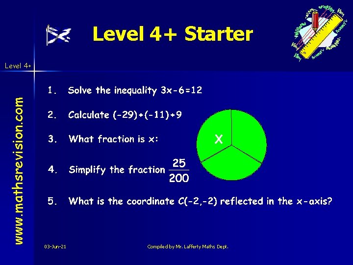 Level 4+ Starter www. mathsrevision. com Level 4+ X 03 -Jun-21 Compiled by Mr. Level 4+ Starter www. mathsrevision. com Level 4+ X 03 -Jun-21 Compiled by Mr.
