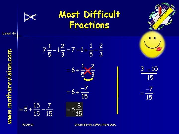 Most Difficult Fractions www. mathsrevision. com Level 4+ 3 - 10 15 03 -Jun-21 Most Difficult Fractions www. mathsrevision. com Level 4+ 3 - 10 15 03 -Jun-21