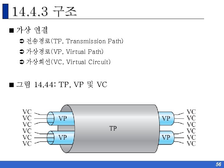 14. 4. 3 구조 < 가상 연결 Ü 전송경로(TP, Transmission Path) Ü 가상경로(VP, Virtual