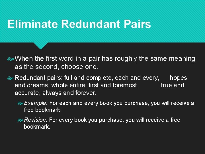 Eliminate Redundant Pairs When the first word in a pair has roughly the same