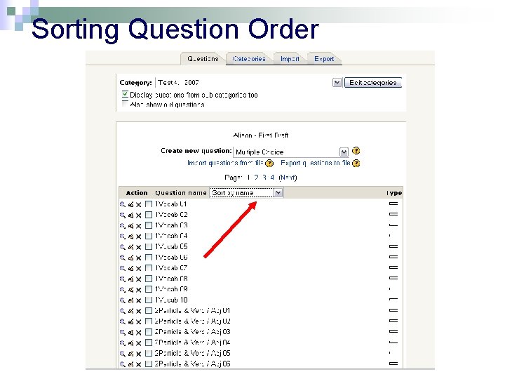 Sorting Question Order 