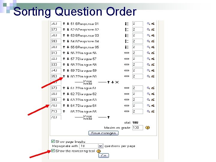 Sorting Question Order 