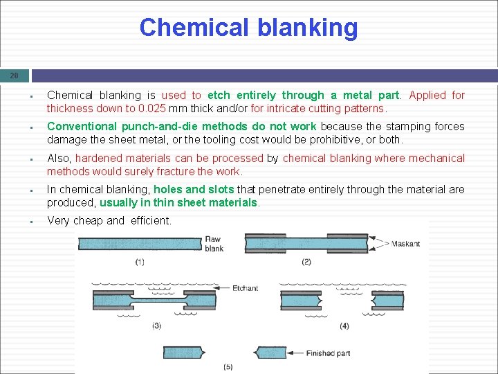 Chemical blanking 20 § § § Chemical blanking is used to etch entirely through