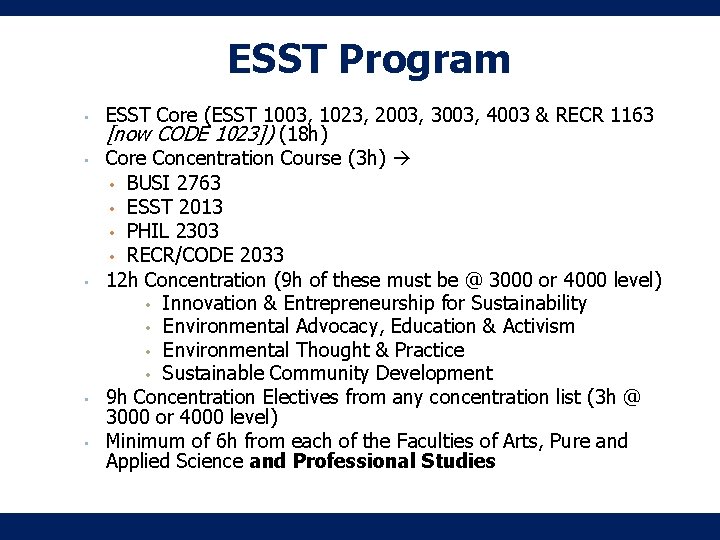 ESST Program • • • ESST Core (ESST 1003, 1023, 2003, 3003, 4003 & ESST Program • • • ESST Core (ESST 1003, 1023, 2003, 3003, 4003 &