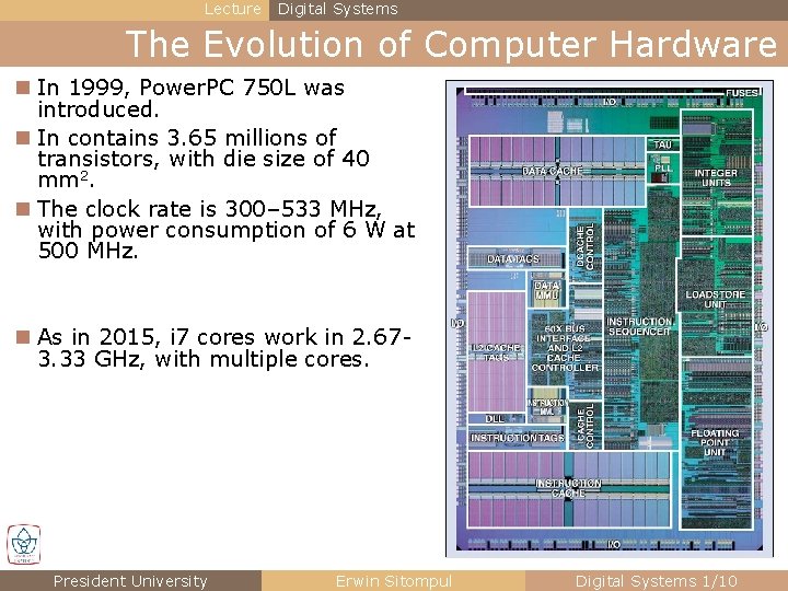 Lecture Digital Systems The Evolution of Computer Hardware n In 1999, Power. PC 750