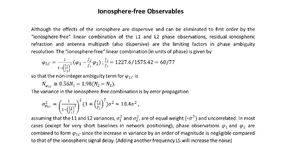 Ionosphere-free Observables 