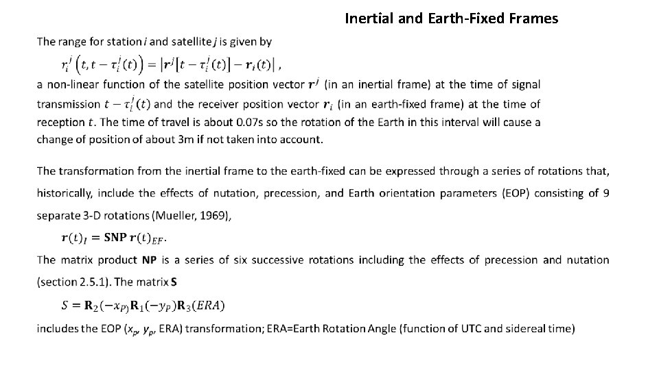 Inertial and Earth-Fixed Frames 
