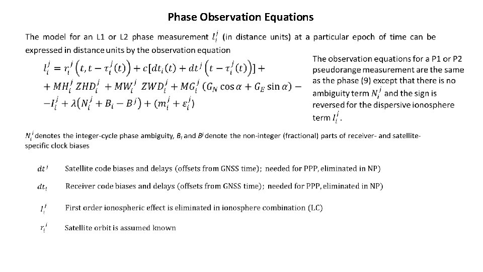 Phase Observation Equations 