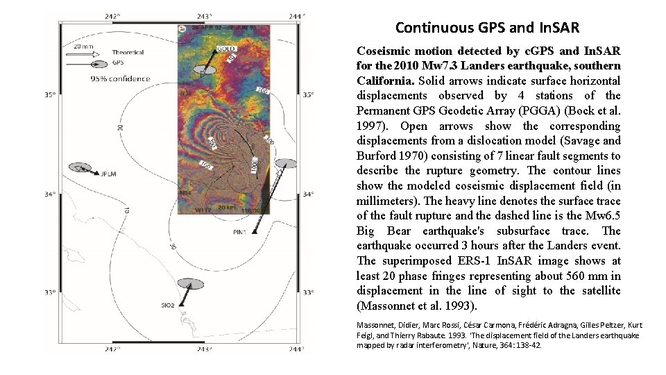 Continuous GPS and In. SAR Coseismic motion detected by c. GPS and In. SAR