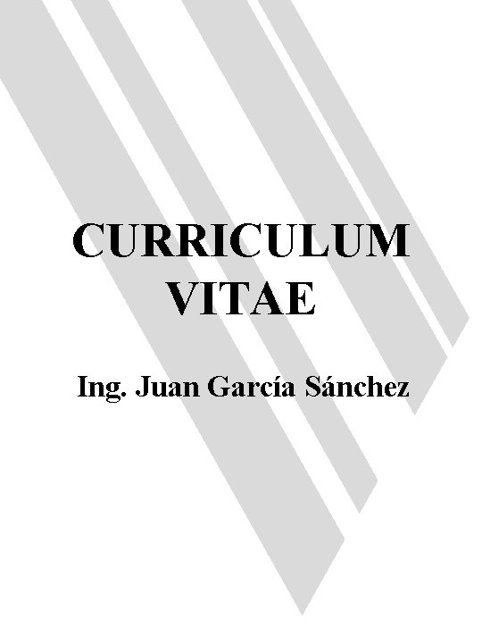 CURRICULUM VITAE Ing. Juan García Sánchez 