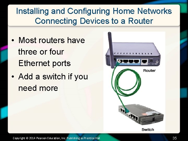 Installing and Configuring Home Networks Connecting Devices to a Router • Most routers have
