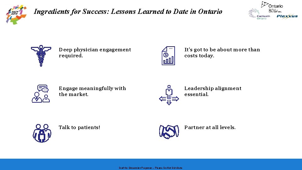 Ingredients for Success: Lessons Learned to Date in Ontario Deep physician engagement required. It’s