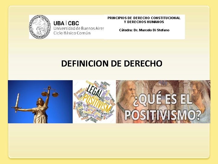 PRINCIPIOS DE DERECHO CONSTITUCIONAL Y DERECHOS HUMANOS Cátedra: Dr. Marcelo Di Stefano DEFINICION DE