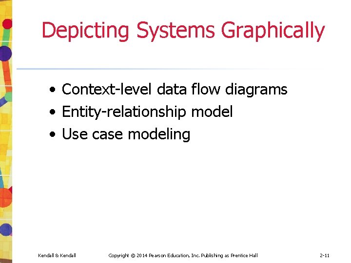 Depicting Systems Graphically • Context-level data flow diagrams • Entity-relationship model • Use case